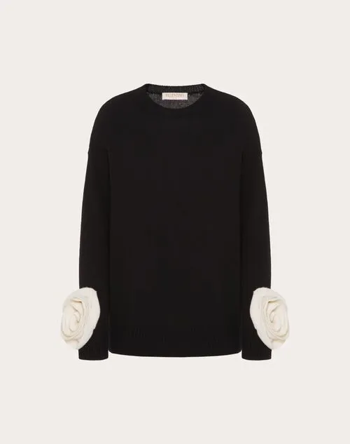 VALENTINO  |Wool Long Sleeves Plain Elegant Style V-neck & Crew neck