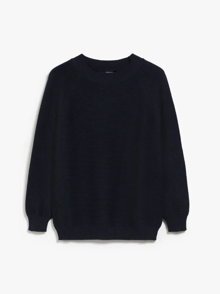 Weekend Max Mara  |Long Sleeves Plain Cotton V-neck & Crew neck