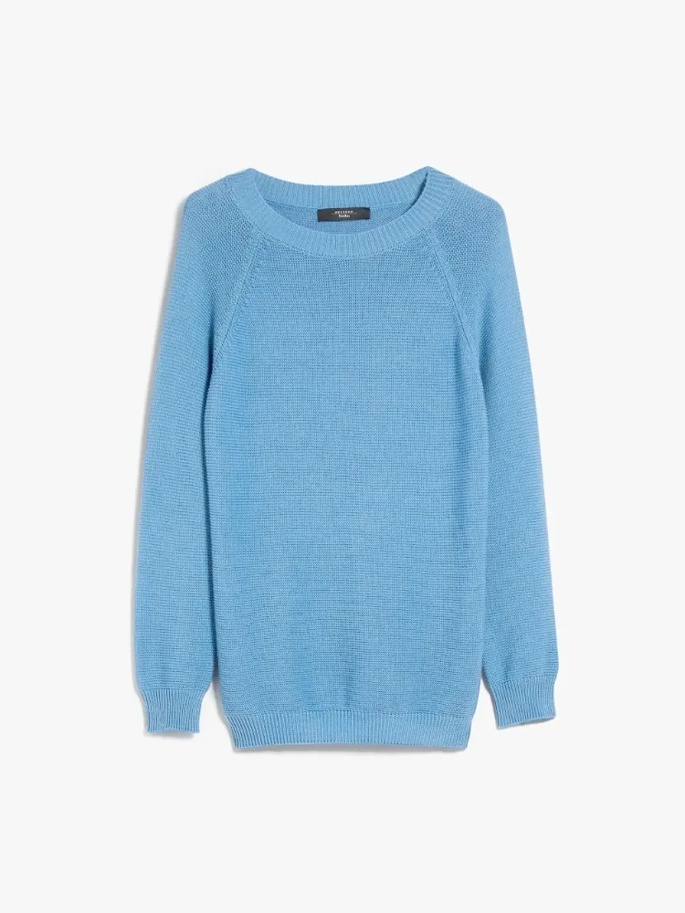 Weekend Max Mara  |Long Sleeves Plain Cotton V-neck & Crew neck