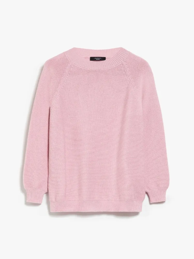 Weekend Max Mara  |Long Sleeves Plain Cotton V-neck & Crew neck