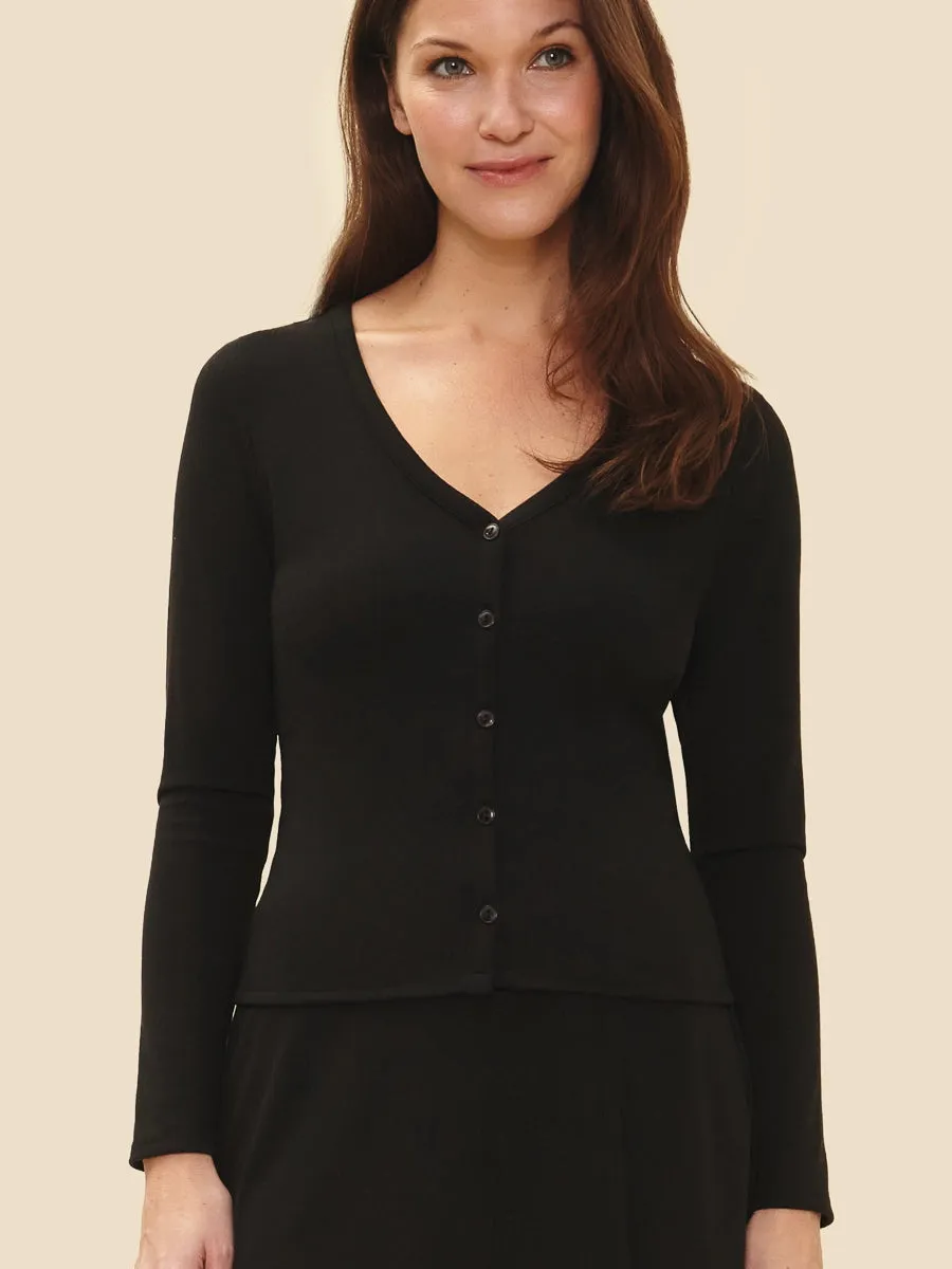 Winona Black Buttoned Top