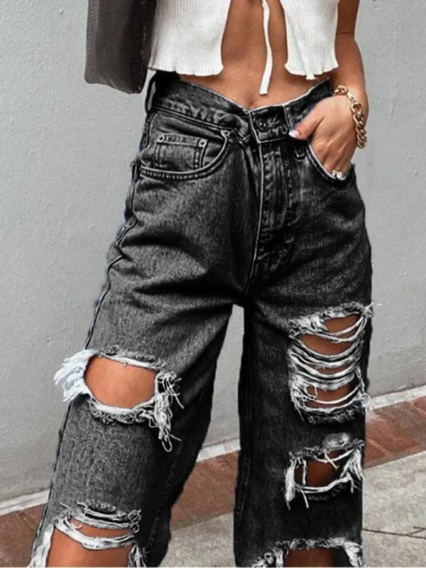 Women Ripped Baggy Jeans