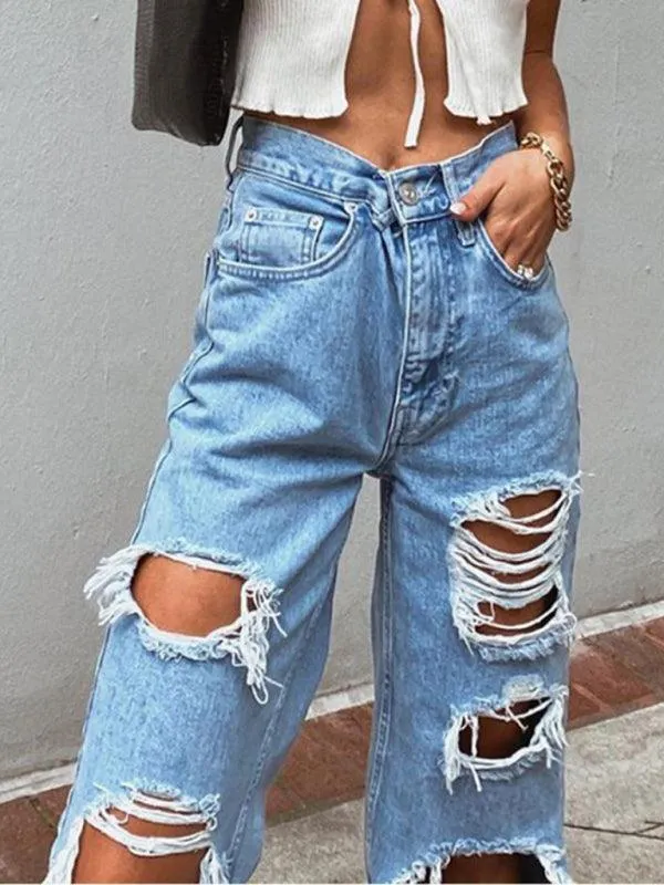 Women Ripped Baggy Jeans