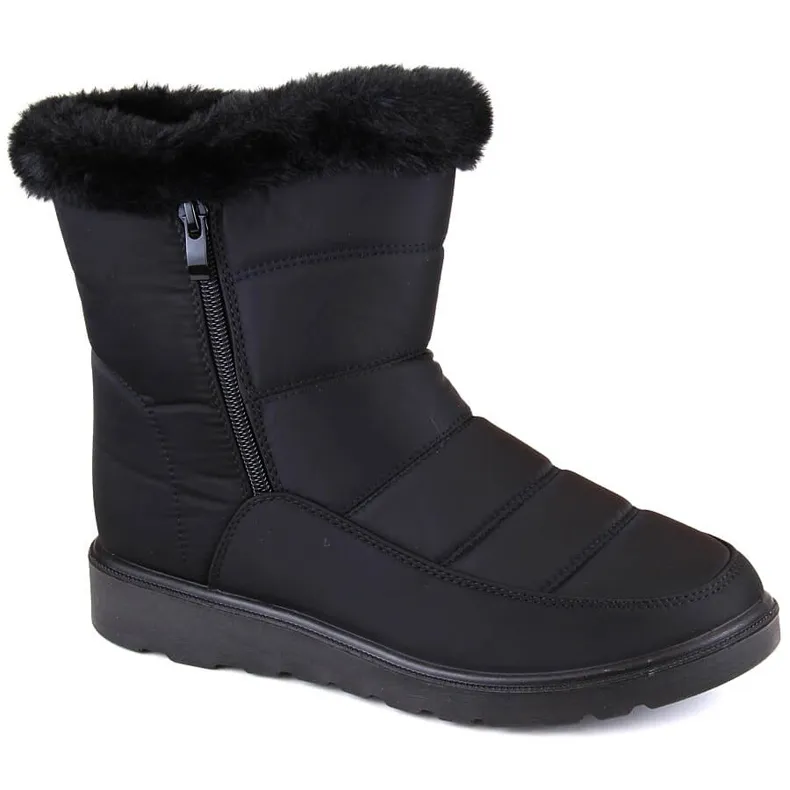 Women's insulated snow boots with fur, black Potocki PY16065