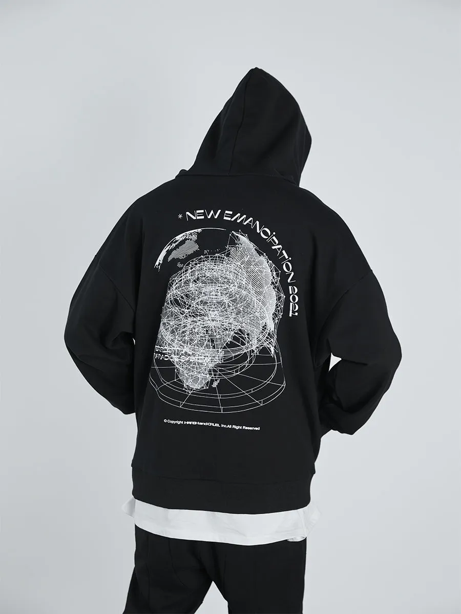 World Map Print Hoodie