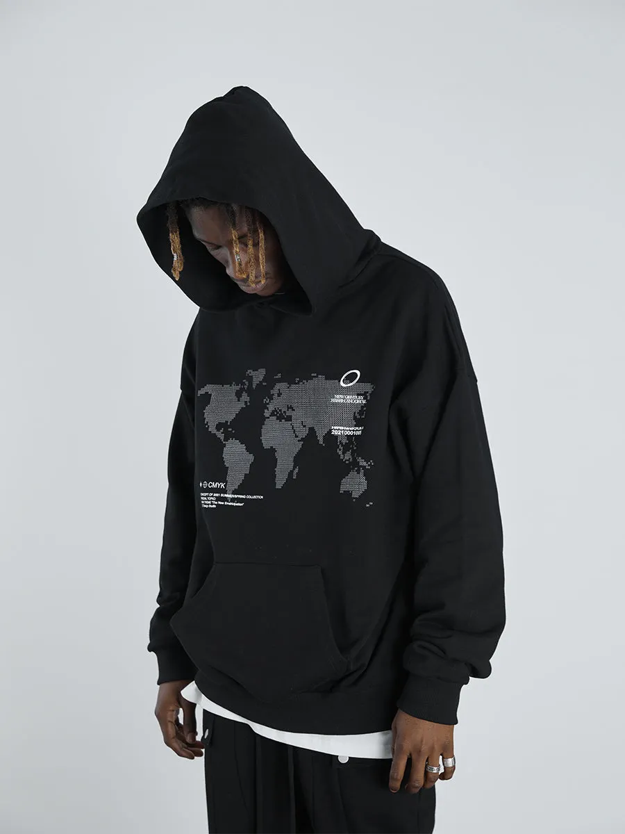 World Map Print Hoodie