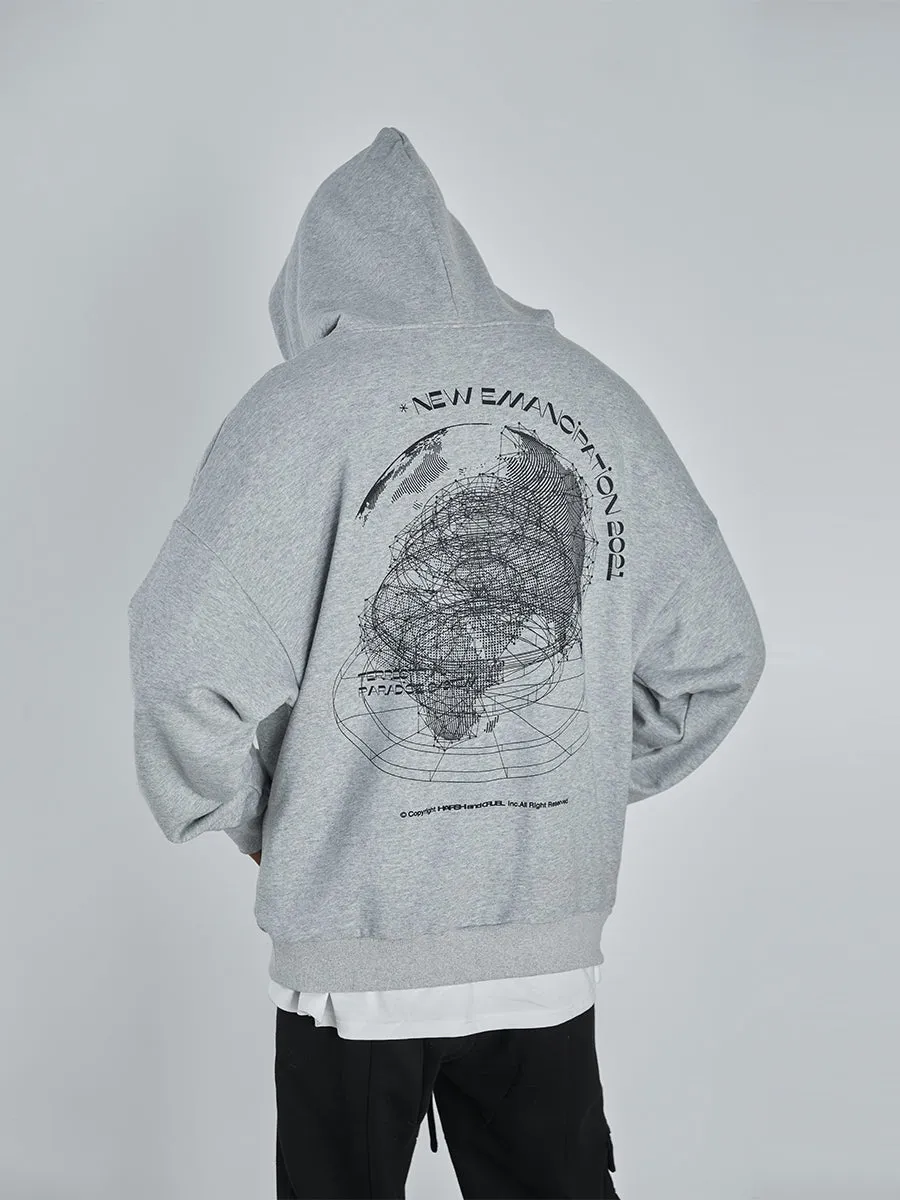 World Map Print Hoodie