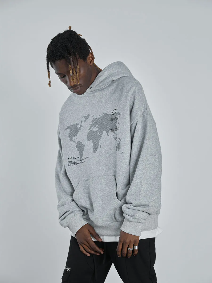 World Map Print Hoodie