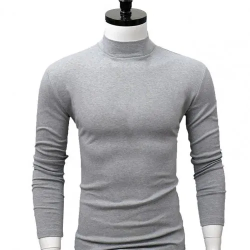 Xituodai Men Shirt Sweaters Solid Color Half High Collar Casual Slim Long Sleeve Keep Warm Tight Shirt Male for Men Clothes Inne