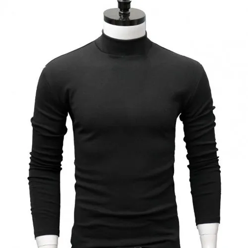 Xituodai Men Shirt Sweaters Solid Color Half High Collar Casual Slim Long Sleeve Keep Warm Tight Shirt Male for Men Clothes Inne