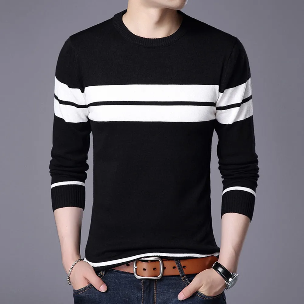 Xituodai Sweater Men New Casual Pullover O-collar Men Autumn Round Neck Patchwork Quality Knitted Brand Male Sweater Plus Size