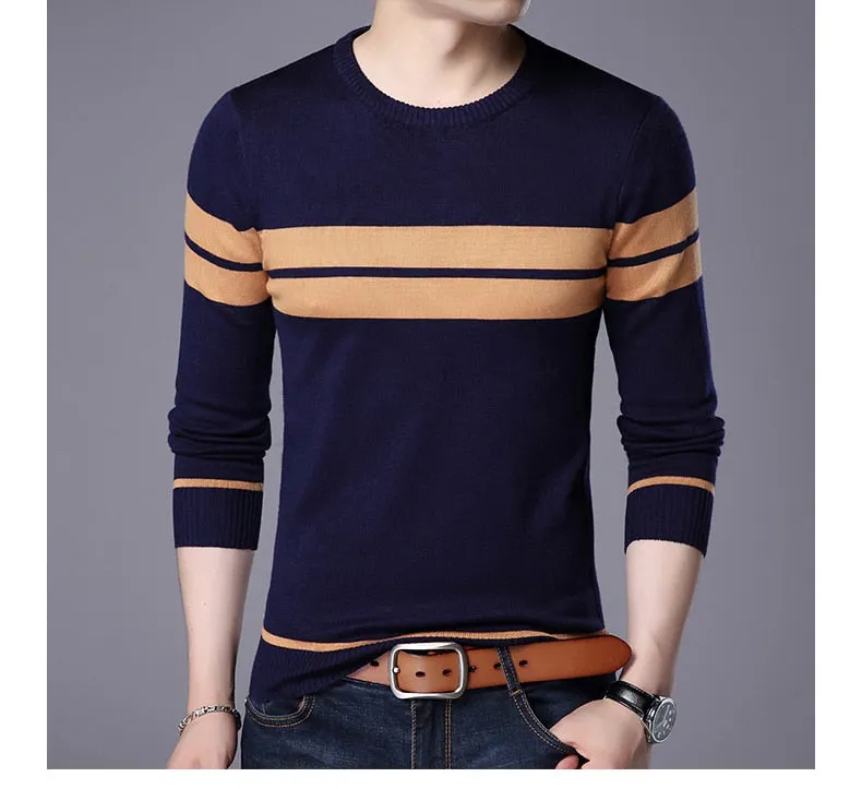 Xituodai Sweater Men New Casual Pullover O-collar Men Autumn Round Neck Patchwork Quality Knitted Brand Male Sweater Plus Size