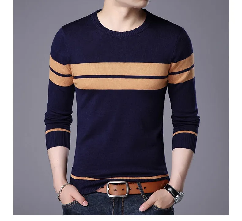 Xituodai Sweater Men New Casual Pullover O-collar Men Autumn Round Neck Patchwork Quality Knitted Brand Male Sweater Plus Size