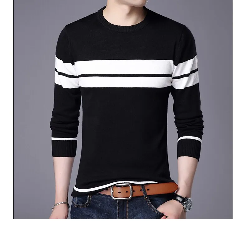 Xituodai Sweater Men New Casual Pullover O-collar Men Autumn Round Neck Patchwork Quality Knitted Brand Male Sweater Plus Size