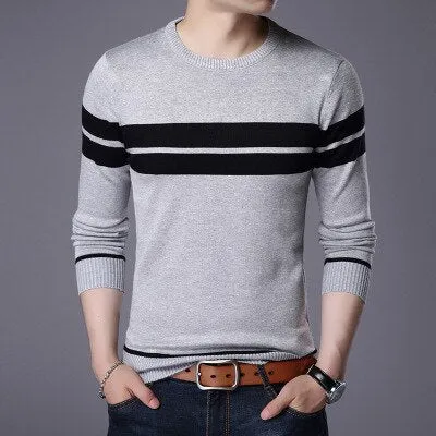 Xituodai Sweater Men New Casual Pullover O-collar Men Autumn Round Neck Patchwork Quality Knitted Brand Male Sweater Plus Size