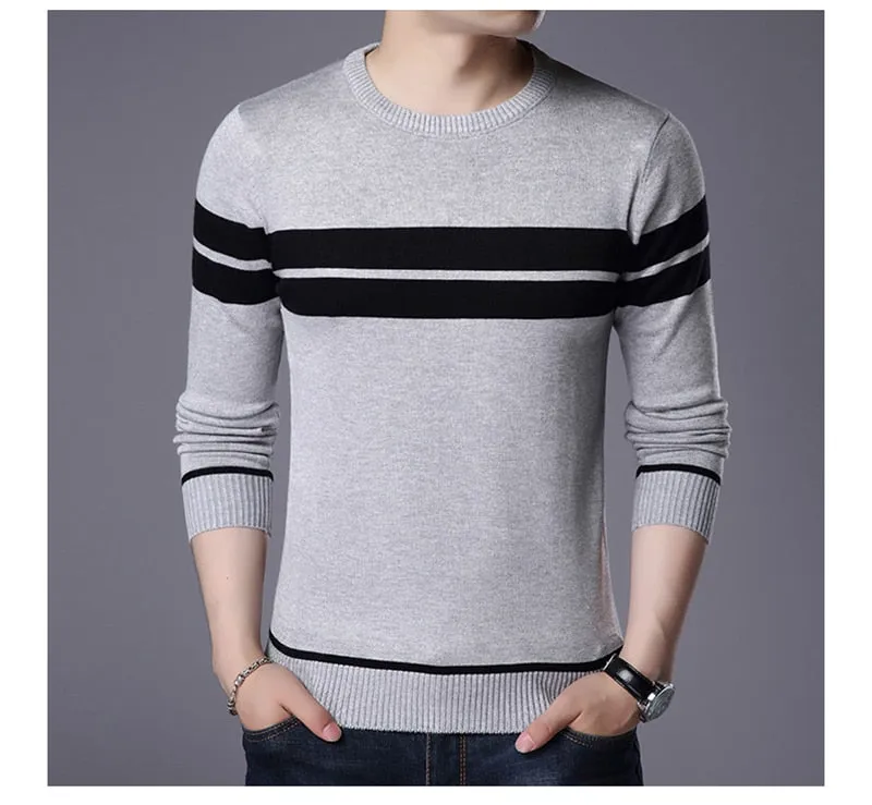 Xituodai Sweater Men New Casual Pullover O-collar Men Autumn Round Neck Patchwork Quality Knitted Brand Male Sweater Plus Size