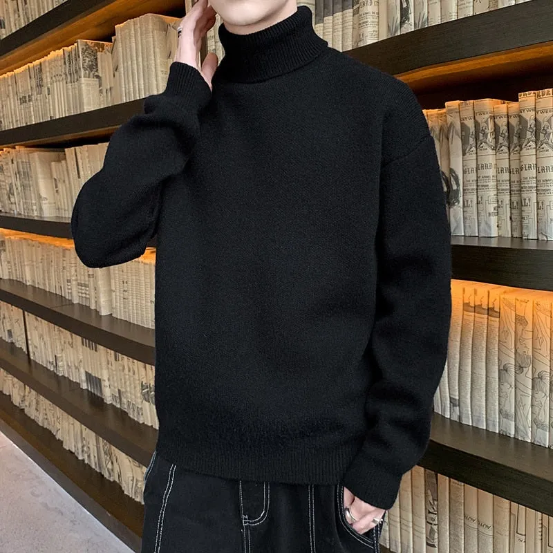 Xituodai Turtleneck Sweaters Men Loose Knitted Pullovers Fashion Youthful Vitality Knitted Turtleneck Sweater Men Warm Casual Pu