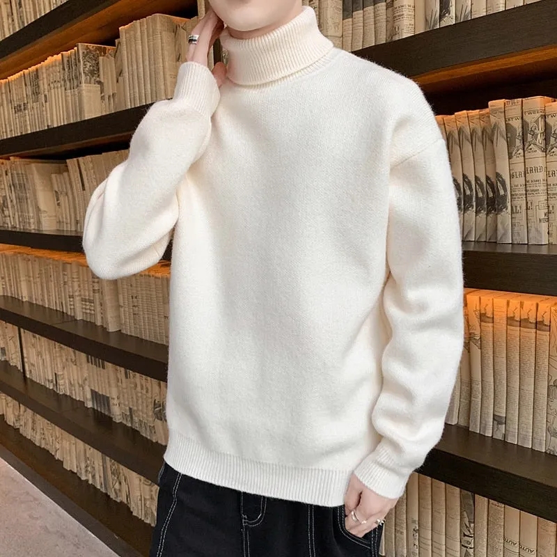 Xituodai Turtleneck Sweaters Men Loose Knitted Pullovers Fashion Youthful Vitality Knitted Turtleneck Sweater Men Warm Casual Pu