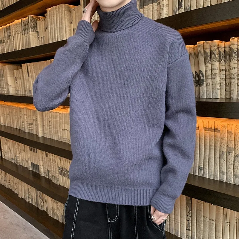 Xituodai Turtleneck Sweaters Men Loose Knitted Pullovers Fashion Youthful Vitality Knitted Turtleneck Sweater Men Warm Casual Pu