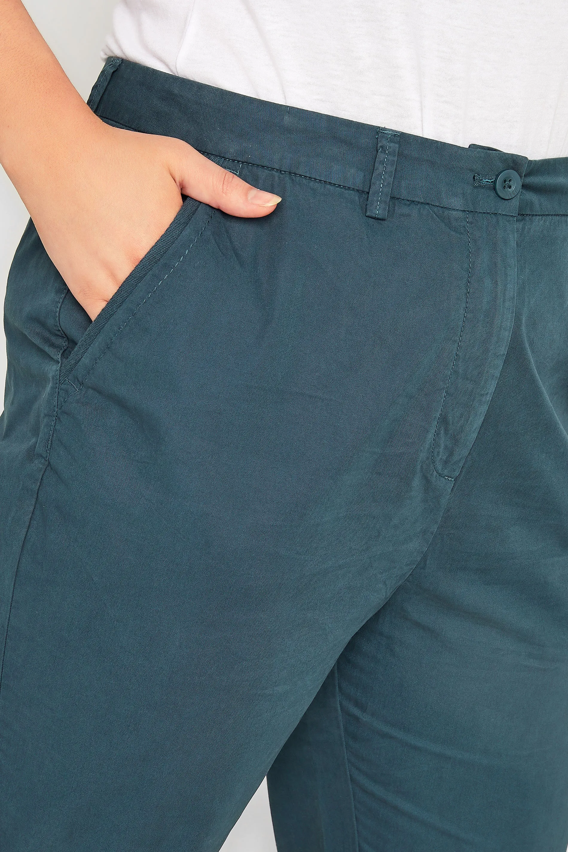 YOURS Curve Navy Blue Cropped Chino Trousers