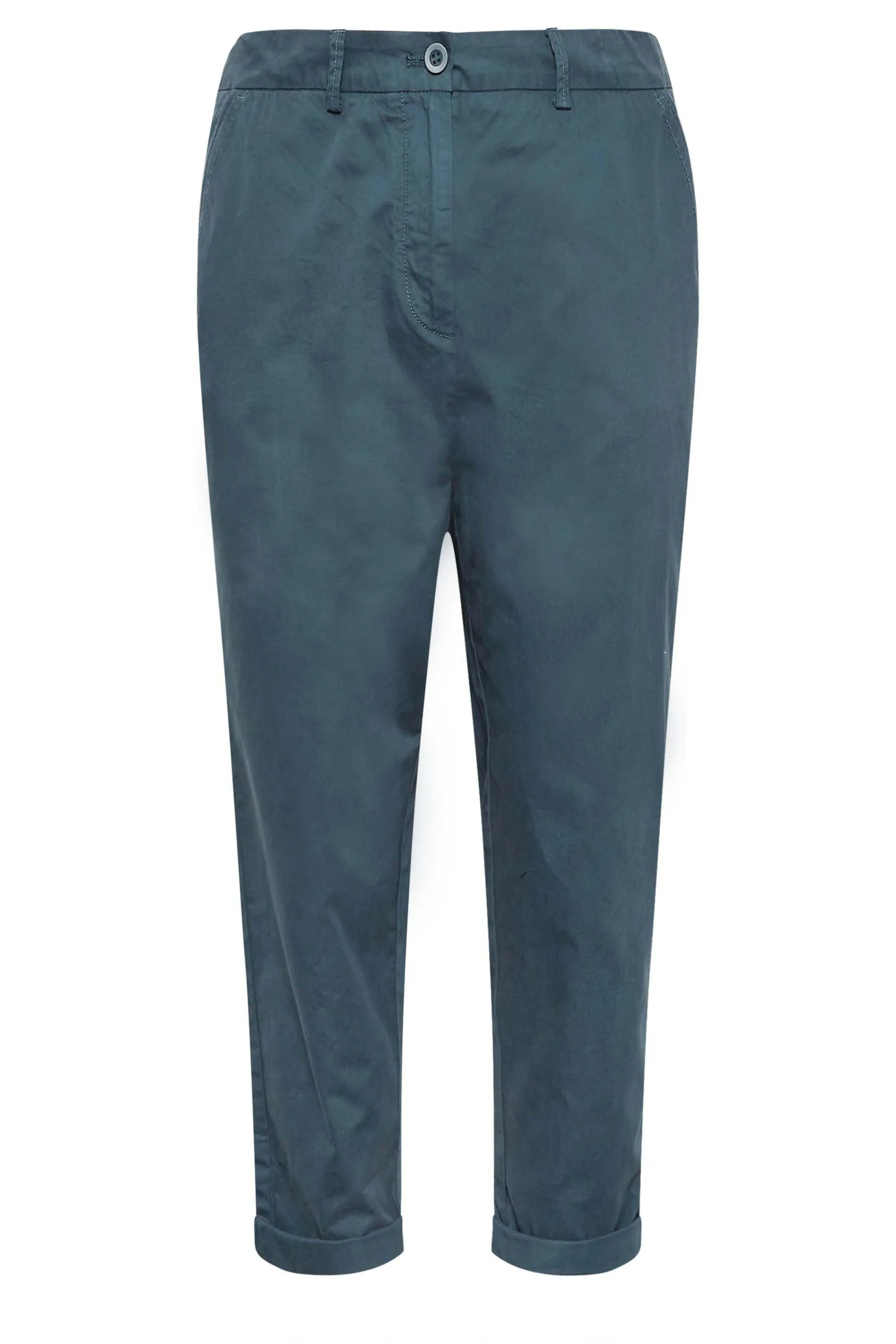 YOURS Curve Navy Blue Cropped Chino Trousers