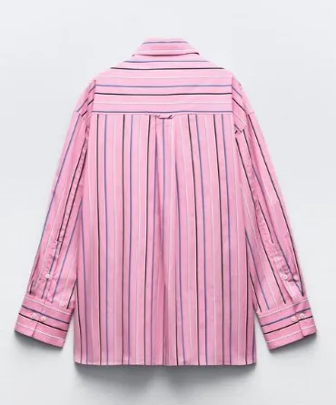 ZARA  |Stripes Casual Style Long Sleeves Cotton Shirts & Blouses